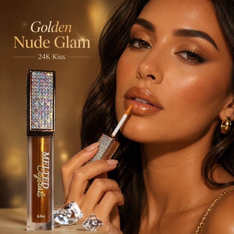 Luxury rhinestone lip gloss — portfolio cover