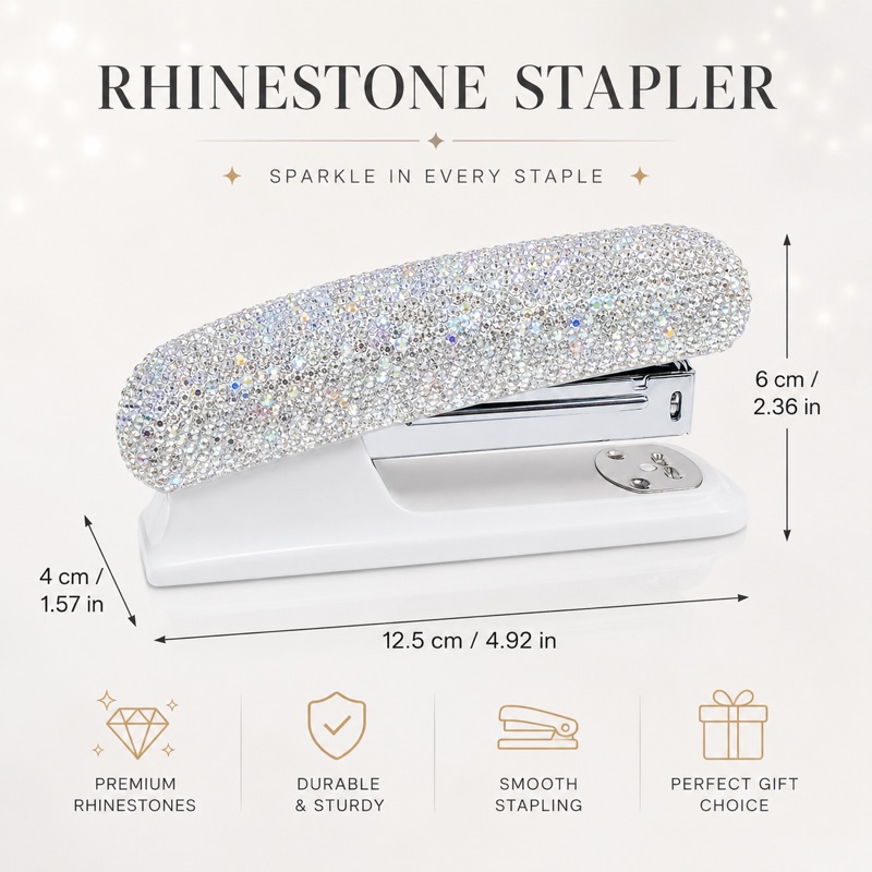 Rhinestone-studded stapler — portfolio cover