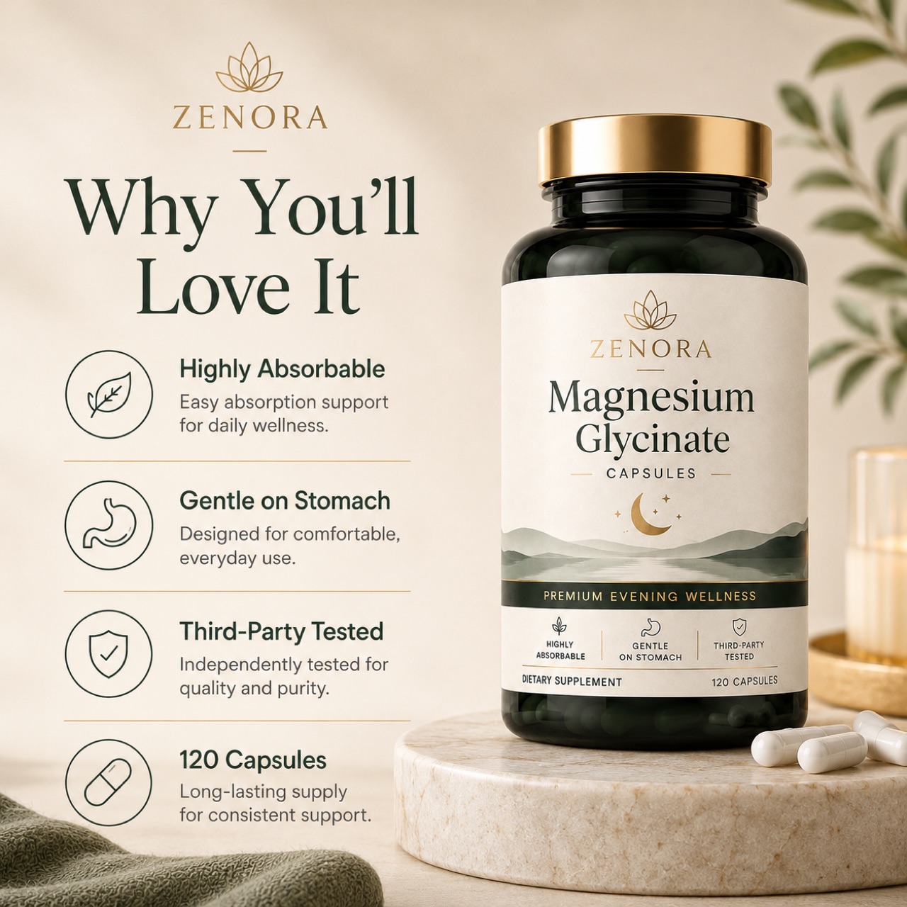 Magnesium glycinate supplement — portfolio cover