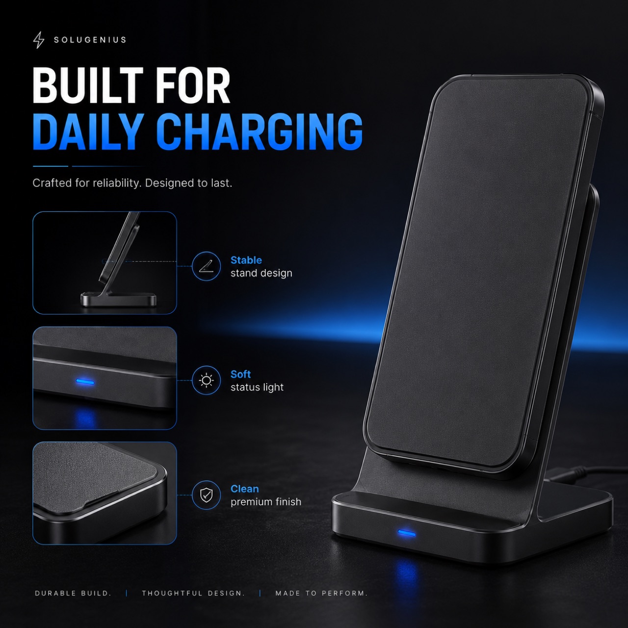 Wireless charger stand — portfolio cover
